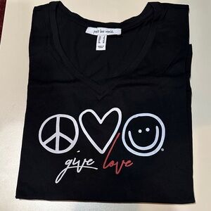 Peace Love World Black Tee